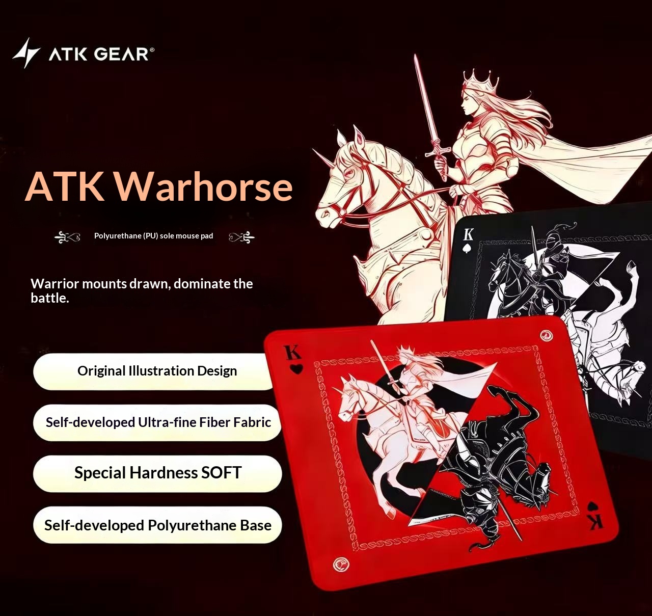 Esports Gaming Mouse Pad - Original Genuine ATK Warhorse Battle Riding