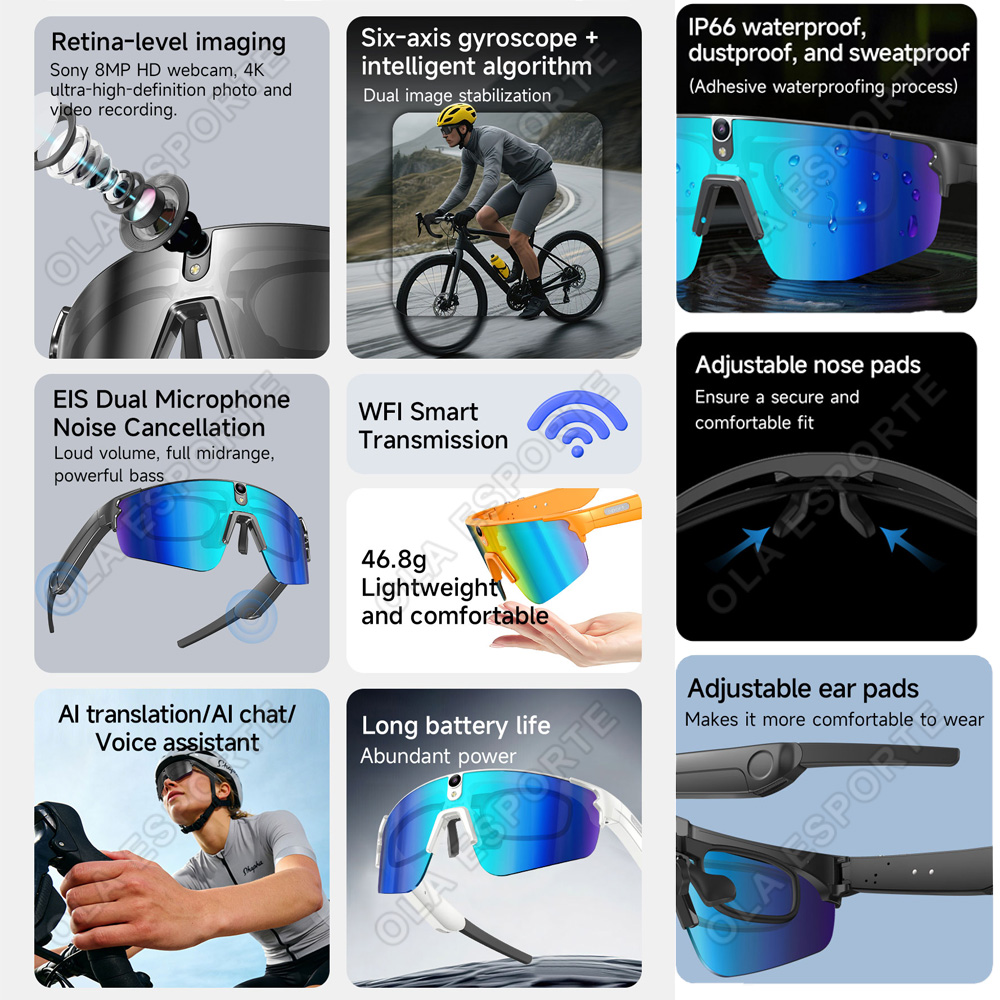 Cycling AI Smart Glasses 4K HD - Esports Gaming Pk avaliação e preço