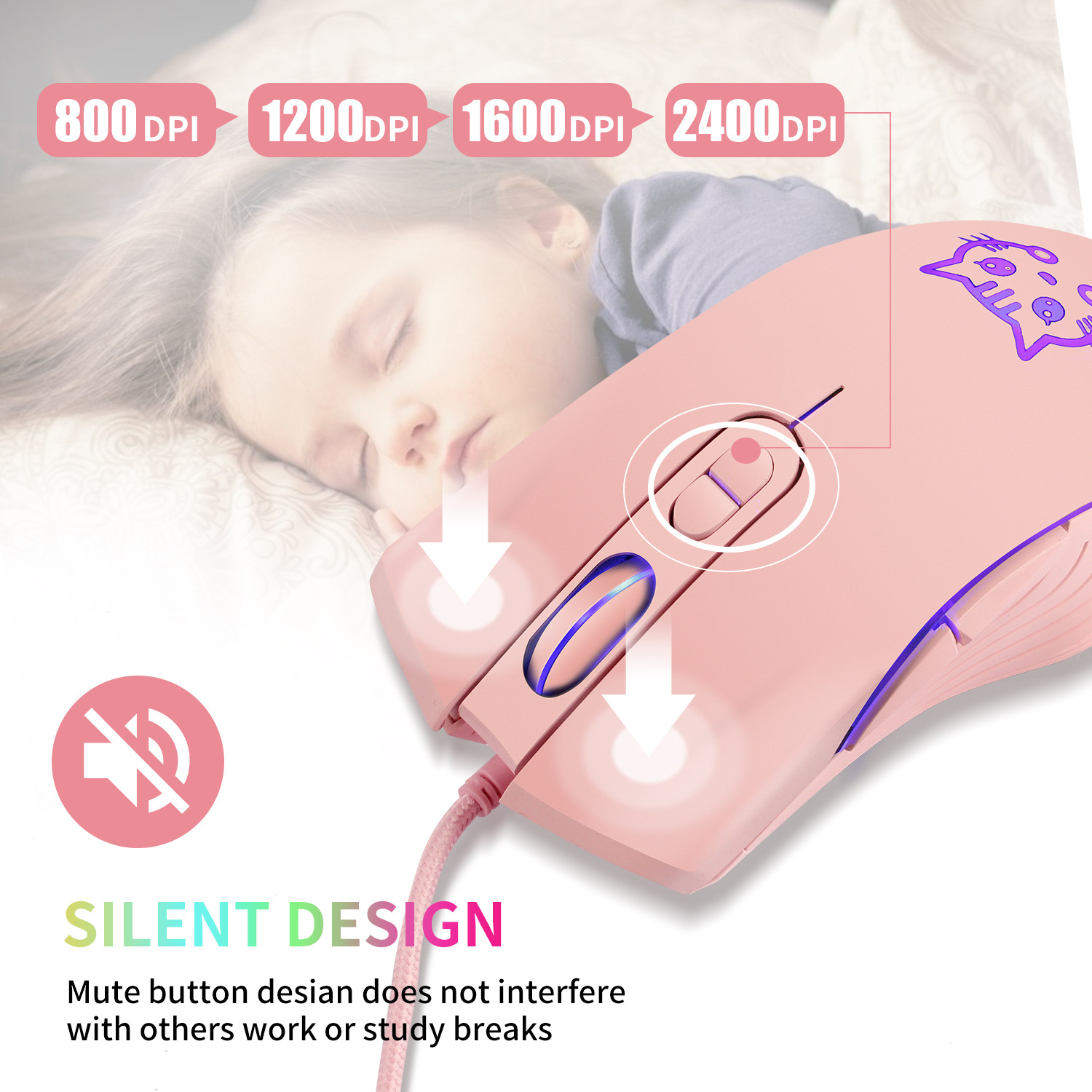 USB Wired Gaming Mouse Pink Co - Esports Gaming Maus avaliação e preço