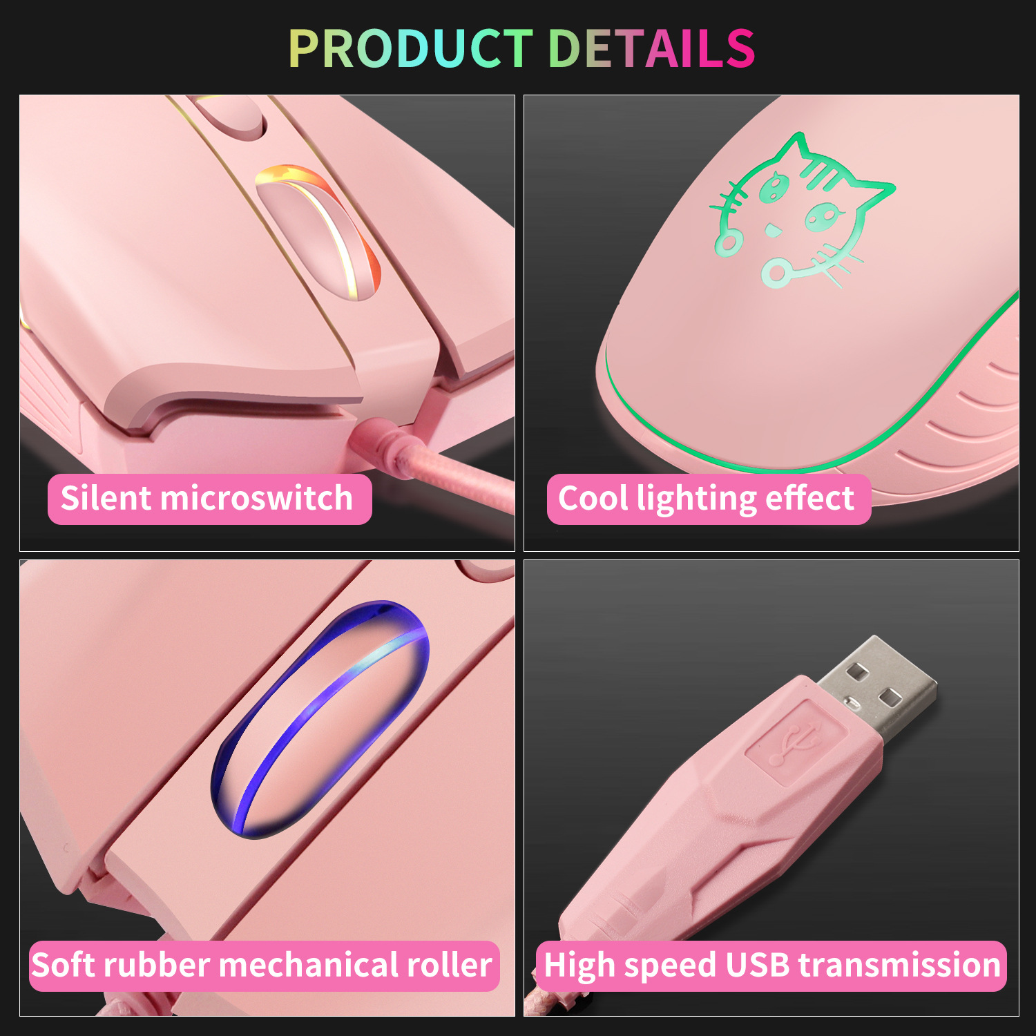 USB Wired Gaming Mouse Pink Co - Esports Gaming Maus avaliação e preço