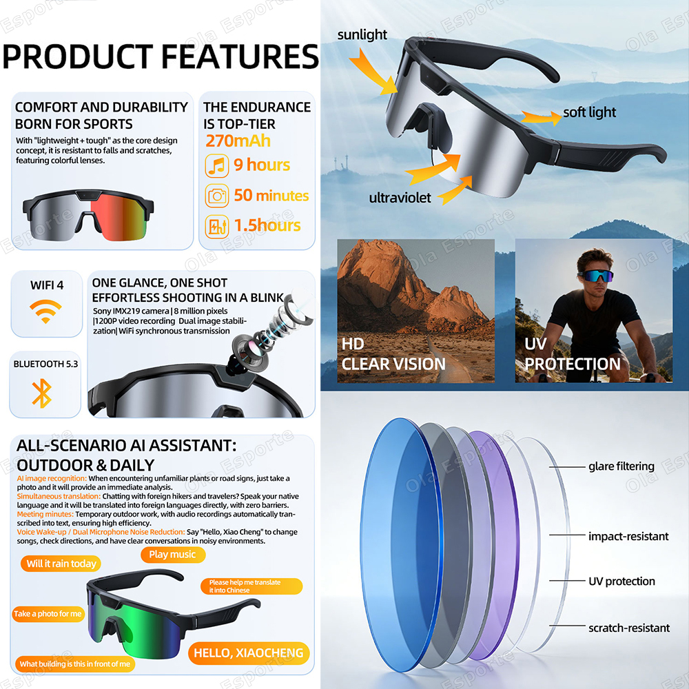 2026 Smart Glasses Men 8MP HD  - Esports Gaming Pk avaliação e preço