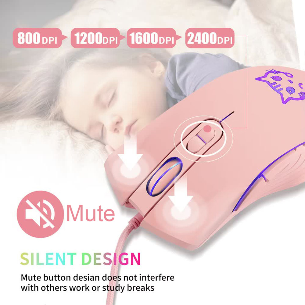 Wired USB Gaming Mouse Pink Co - Esports Gaming Maus avaliação e preço