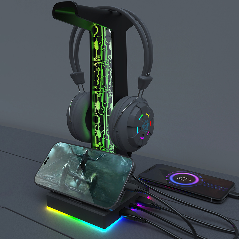 RGB Gaming Headphone Stand Dua - Esports Gamers avaliação e preço
