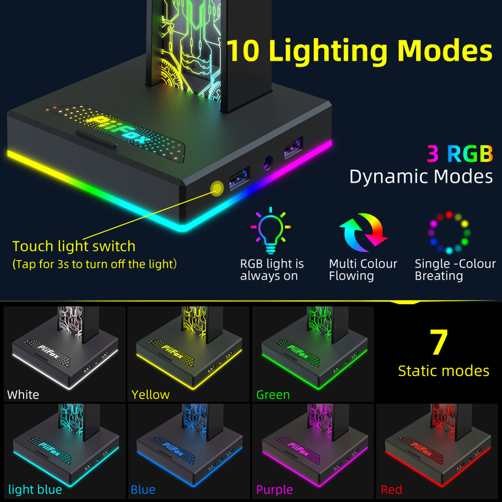 RGB Gaming Headphone Stand Dua - Esports Gamers avaliação e preço