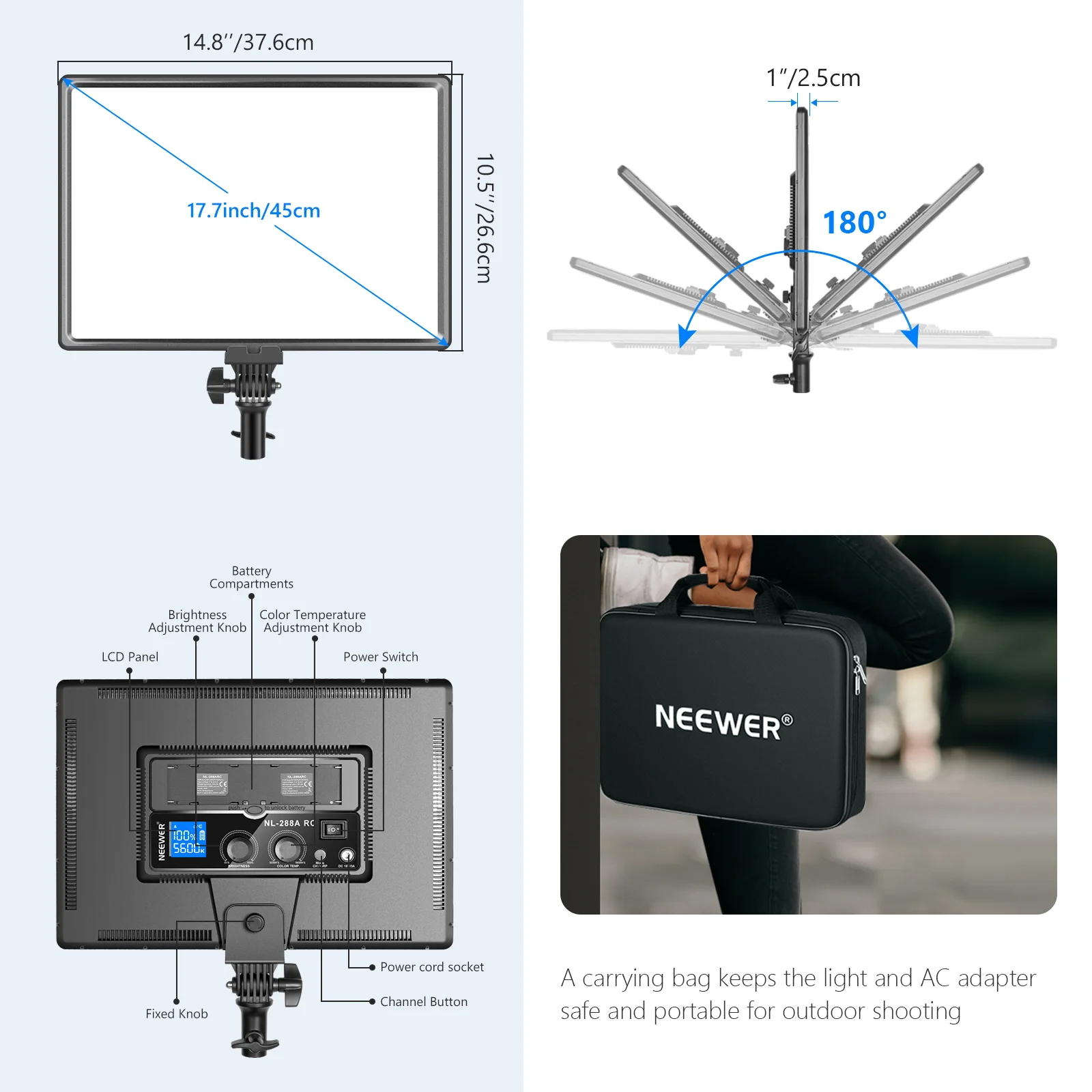 Neewer NL288 Large LED Video L - Led Light Panel Stream avaliação e preço